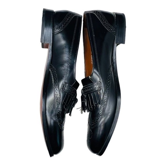 Bostonian Evanston Black Leather Brogue Wingtip Kiltie Tassels Shoes Men size 10 - Picture 10 of 12